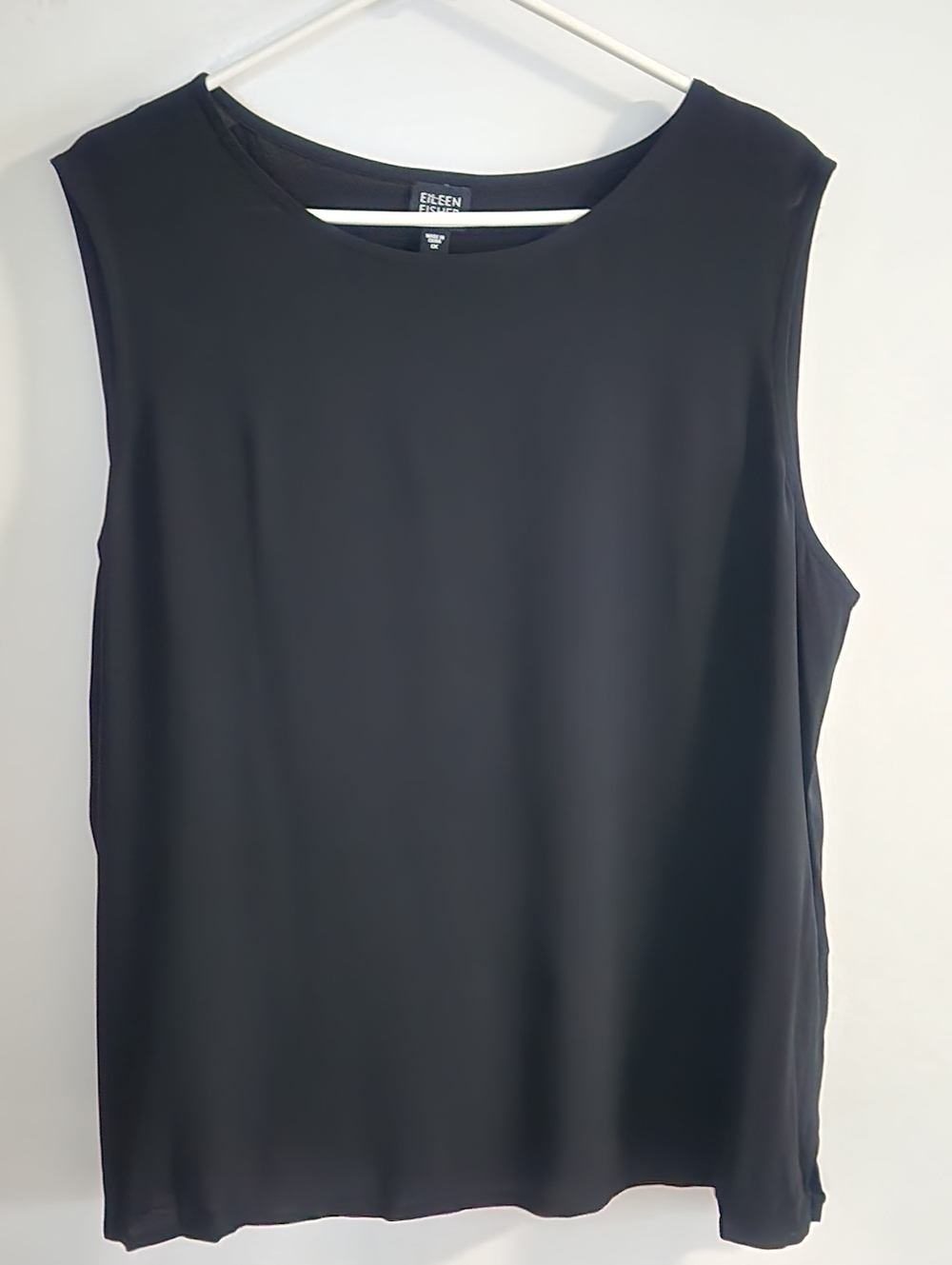 Eileen Fisher Silk Shell Top Black Size 1X Washable Silk